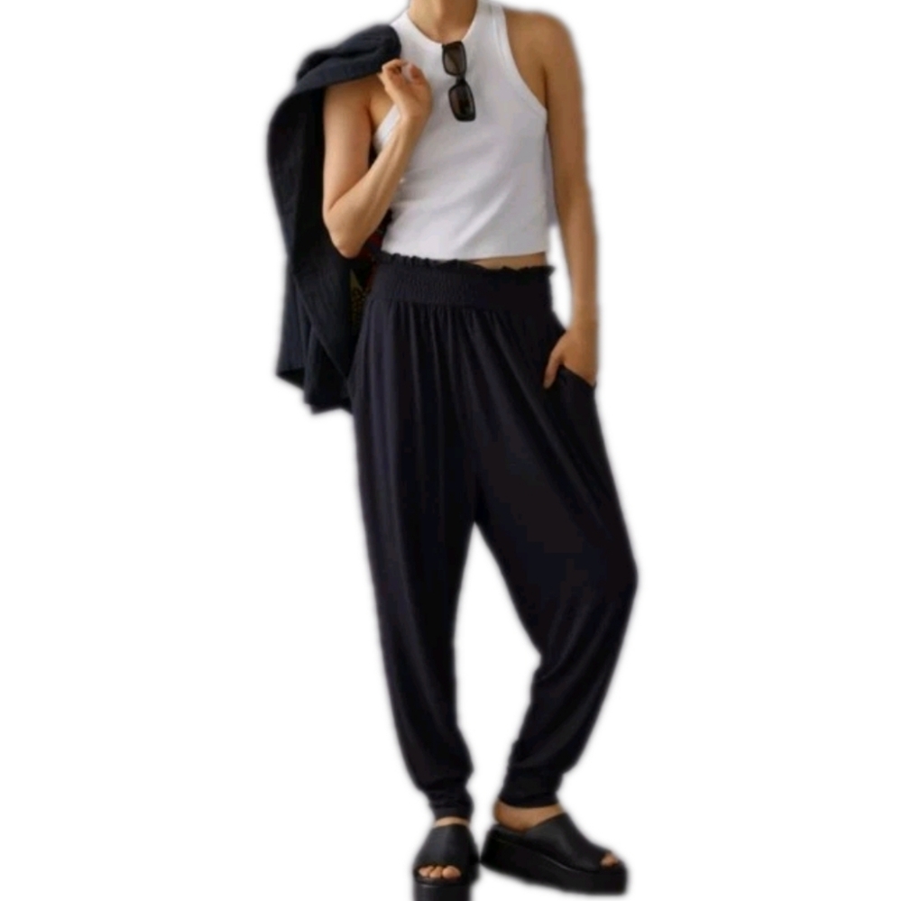 Daily Practice by Anthropologie Smocked Harem Pants In Black Size XXS
